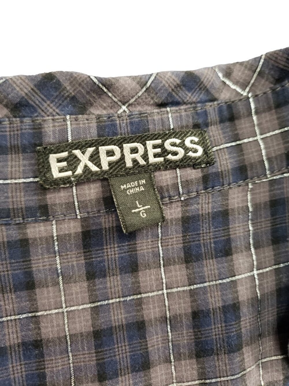 Express Plaid Ruffle Blouse Size L Preppy Workwear Button Front Top - Picture 5 of 9